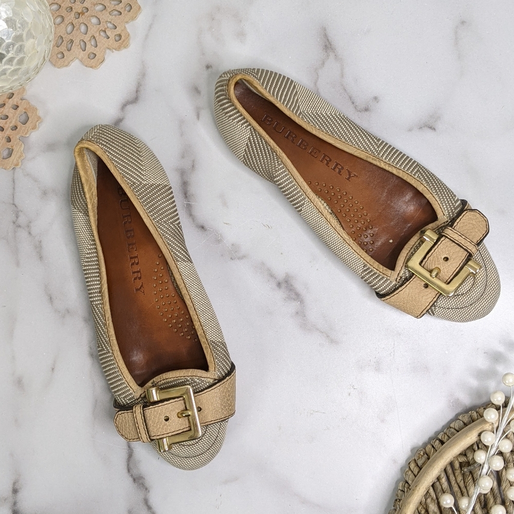 Burberry Woven Canvas Flats